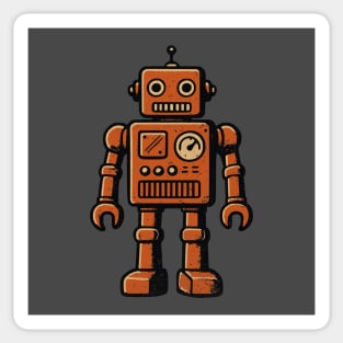 Distressed Vintage Toy Robot For Sci fi Fans and Nerds Sticker